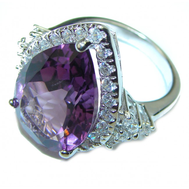 Purple African Amethyst .925 Sterling Silver HANDCRAFTED Ring size 7