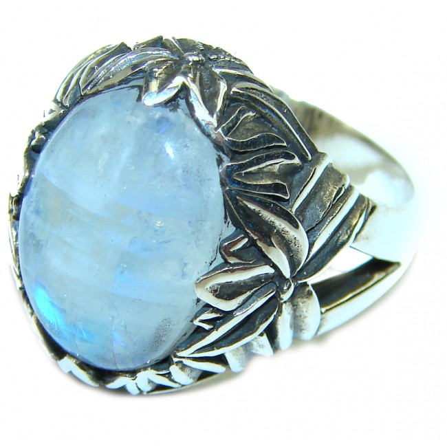 Best quality Genuine Fire Moonstone .925 Sterling Silver handcrafted ring size 8