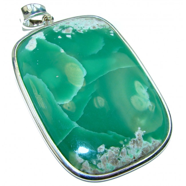 42.5 grams Great Beauty Chrysoprase .925 Sterling Silver handcrafted Pendant