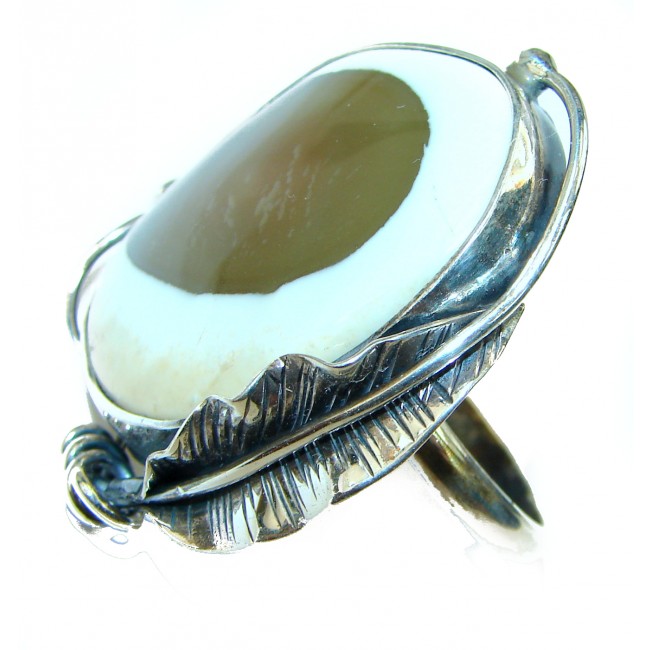Huge Genuine Imperial Jasper .925 Sterling Silver handcrafted ring s. 7 1/2