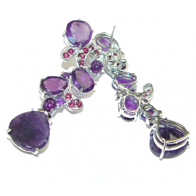 Red Carpet style authentic African Amethyst .925 Sterling Silver earrings