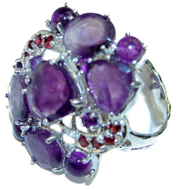 Incredible African Amethyst .925 Sterling Silver HANDCRAFTED Ring size 8