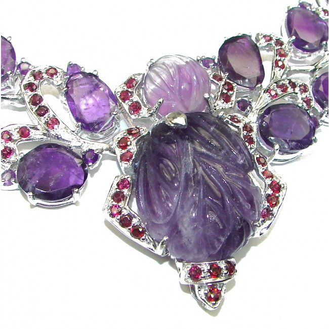 Purple Charm authentic carved Amethyst .925 Sterling Silver handcrafted necklace