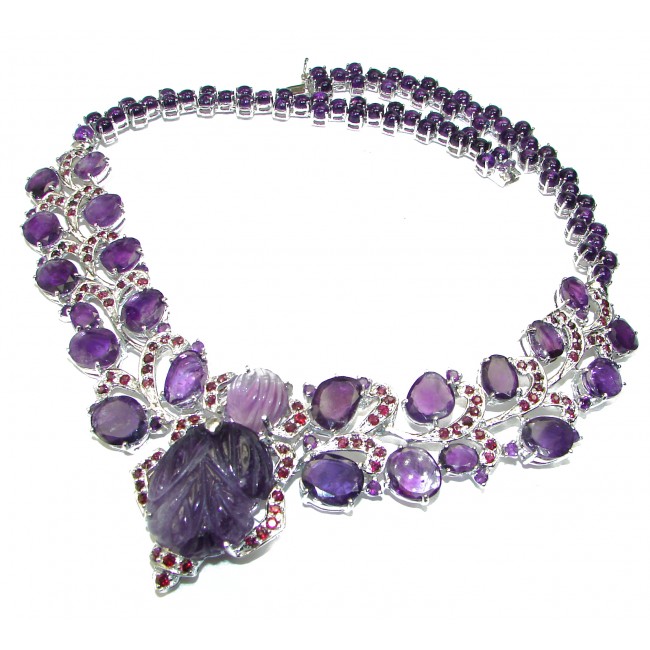 Purple Charm authentic carved Amethyst .925 Sterling Silver handcrafted necklace