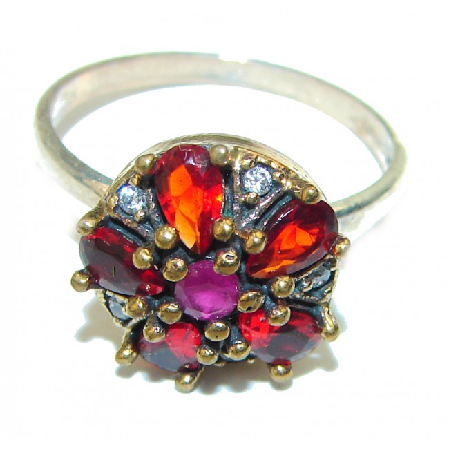 Great quality unique created Ruby .925 Sterling Silver handcrafted Ring size 7 1/4