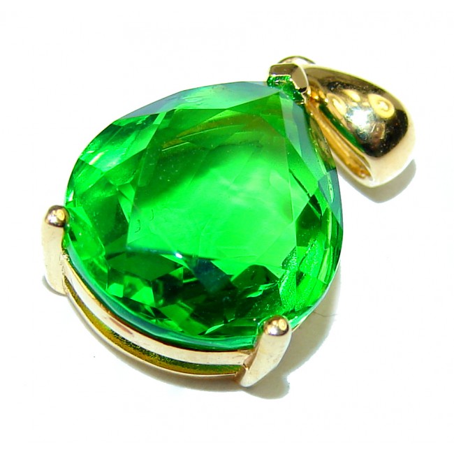 Superior quality 6.5 carat Fresh Green Helenite 14K Gold over .925 Sterling Silver Pendant