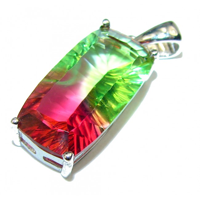 Deluxe 25.6ctw Tourmaline .925 Sterling Silver handmade Pendant