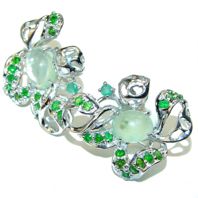 Incredible Authentic Prehnite Chrome Diopside .925 Sterling Silver handmade earrings