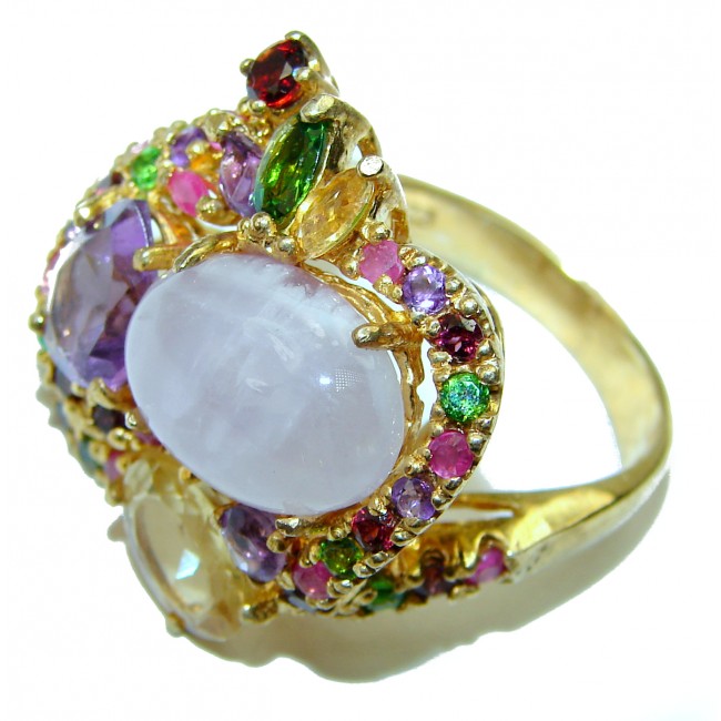 Authentic Amethyst 14K Gold over .925 Sterling Silver Handcrafted Ring size 9