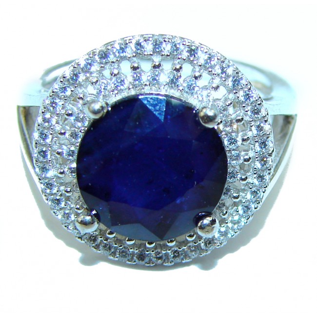 Blue Treasure 9.5 carat authentic Sapphire .925 Sterling Silver Statement Ring size 7