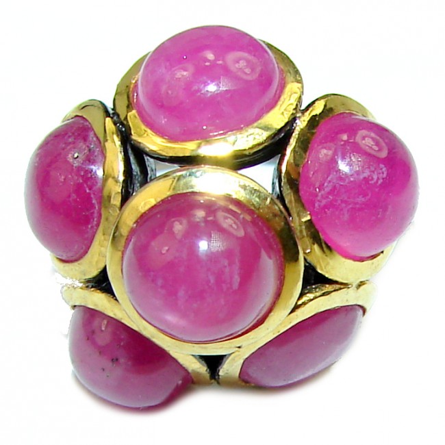 Great quality unique Ruby 2 tones .925 Sterling Silver handcrafted Ring size 8