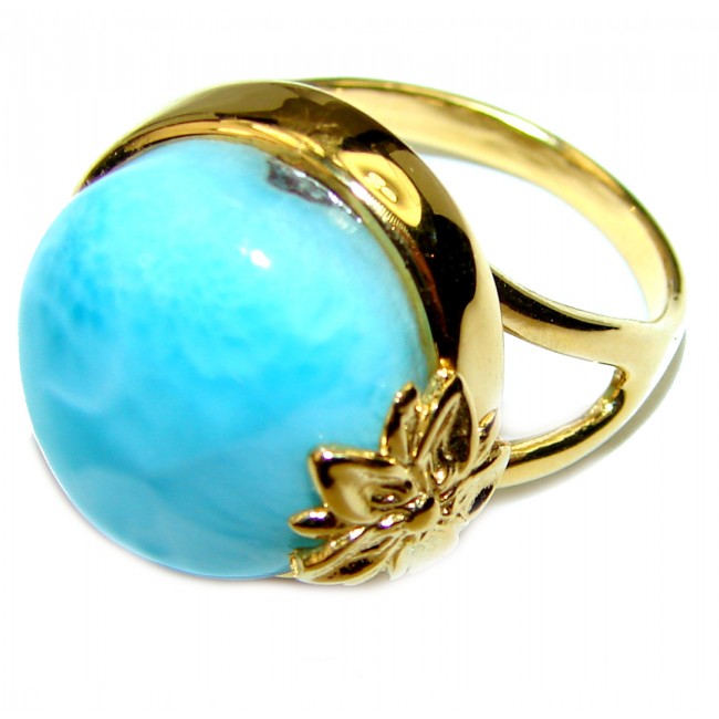 18.4 carat Larimar 18K Gold over .925 Sterling Silver handcrafted Ring s. 8