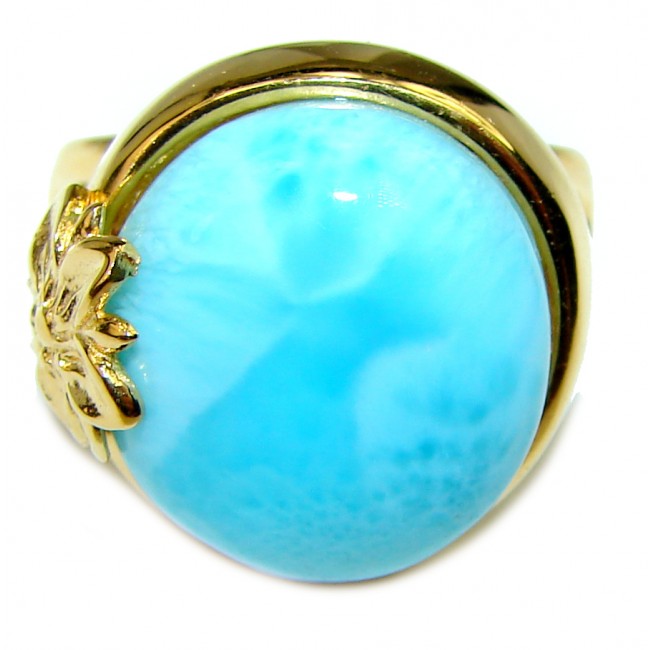 18.4 carat Larimar 18K Gold over .925 Sterling Silver handcrafted Ring s. 8
