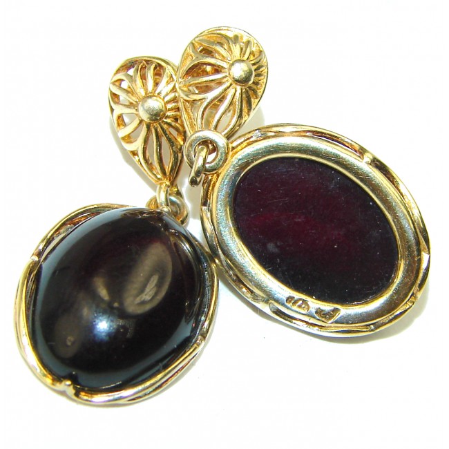 Cherry Amber 14K Gold over .925 Sterling Silver entirely handcrafted chunky earrings