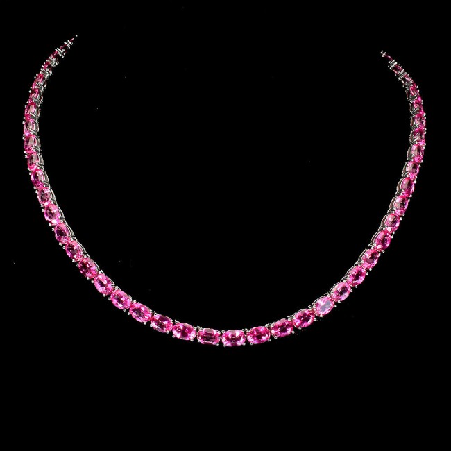 Electric Pink Topaz .925 Sterling Silver handcrafted necklace
