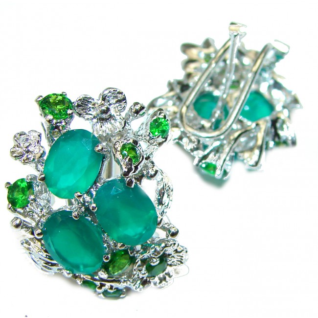 Vibrant Green Agate .925 Sterling Silver Handcrafted earrings