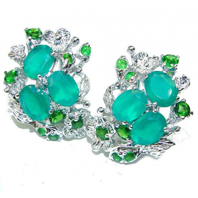 Vibrant Green Agate .925 Sterling Silver Handcrafted earrings