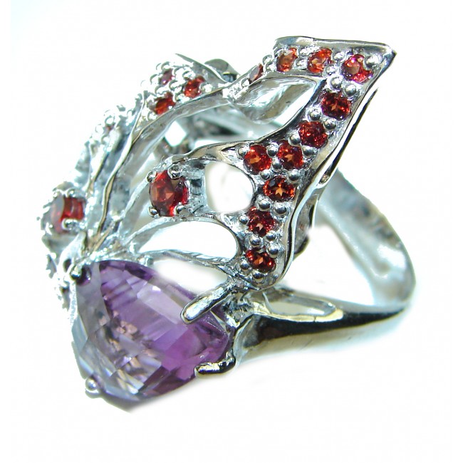 Incredible African Amethyst .925 Sterling Silver HANDCRAFTED Ring size 9