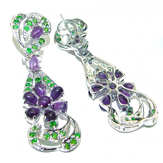 Exclusive Amethyst Chrome Diopside .925 Sterling Silver handcrafted Earrings