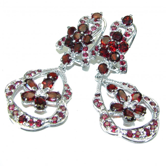 Scarlet Starlight Authentic Garnet .925 Sterling Silver handcrafted earrings