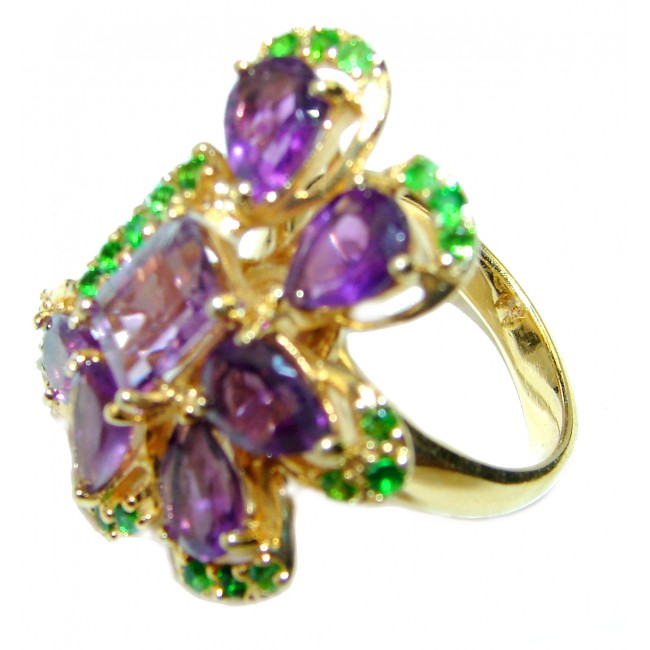 Incredible African Amethyst 14K Gold over .925 Sterling Silver HANDCRAFTED Ring size 7 1/2