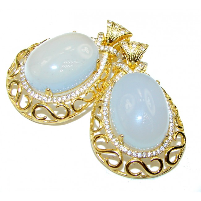 Spectacular Aquamarine 14K Gold over .925 Sterling Silver handmade earrings