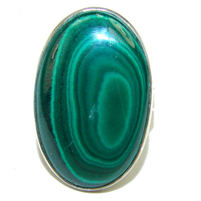 Green Beauty Malachite .925 Sterling Silver handcrafted ring size 9