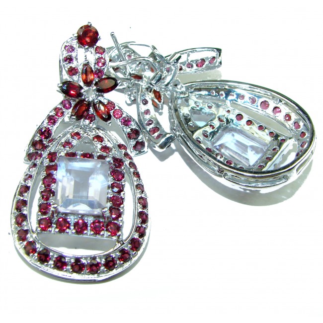 Exclusive Pink Amethyst Garnet .925 Sterling Silver entirely handmade earrings
