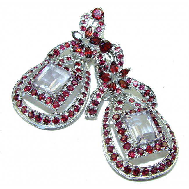 Exclusive Pink Amethyst Garnet .925 Sterling Silver entirely handmade earrings