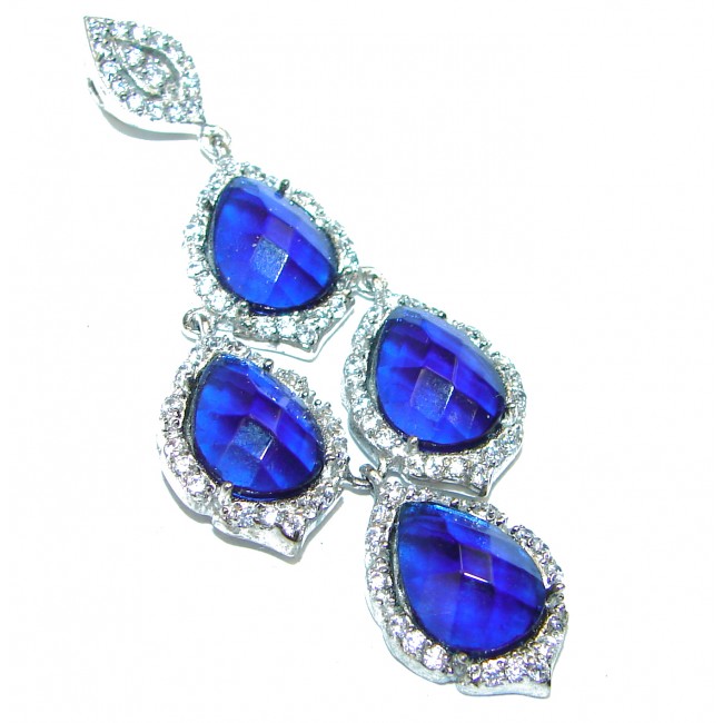 Vintage Design lab. created Sapphire .925 Sterling Silver handcrafted Pendant