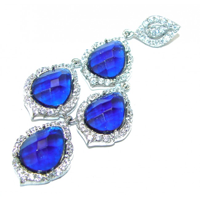 Vintage Design lab. created Sapphire .925 Sterling Silver handcrafted Pendant