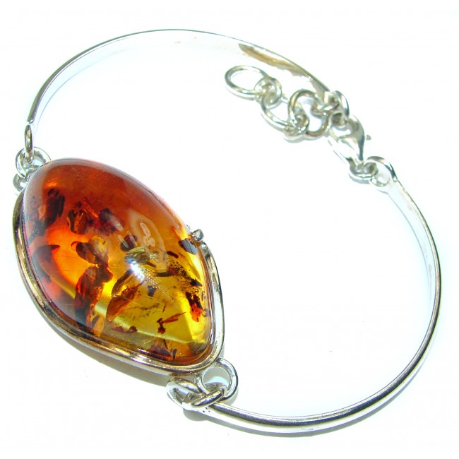 Vintage Design Genuine Polish Amber .925 Sterling Silver handmade Bracelet