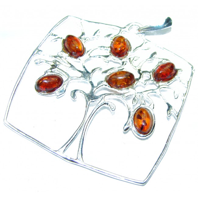 Perfect Family Tree Baltic Amber .925 Sterling Silver Pendant