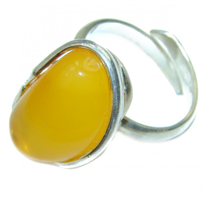 Butterscotch Amber .925 Sterling Silver handcrafted Ring s. 8