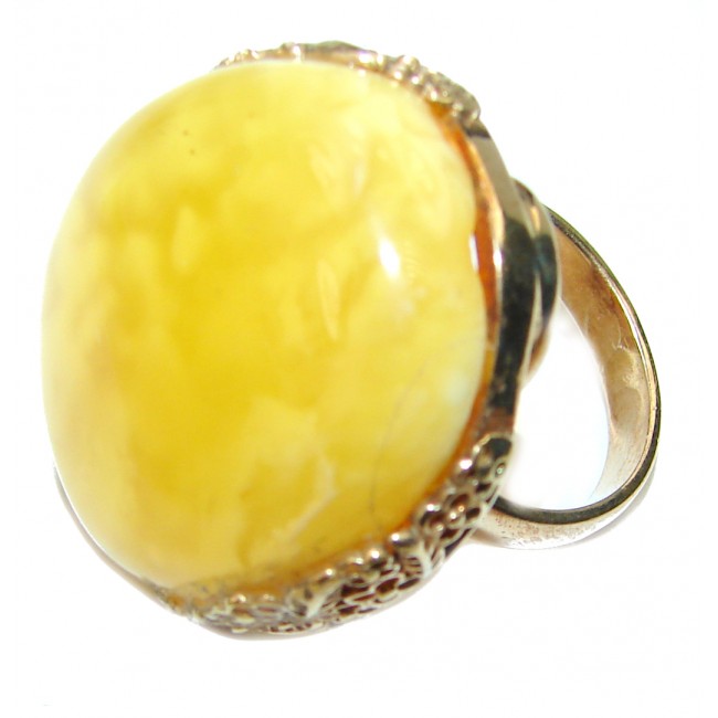 Butterscotch Amber .925 Sterling Silver handcrafted Ring s. 7 adjustable