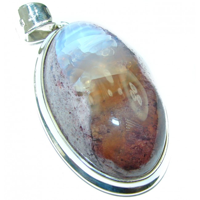88.5 CARAT Natural Mexican Fire Opal .925 Sterling Silver handmade Pendant