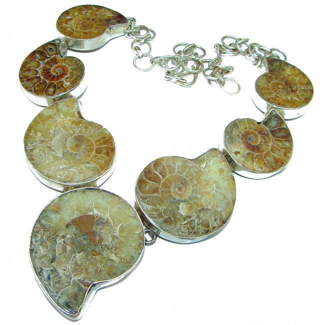 84.5g Aura Of Beauty genuine Ammonite .925 Sterling Silver handcrafted Necklace