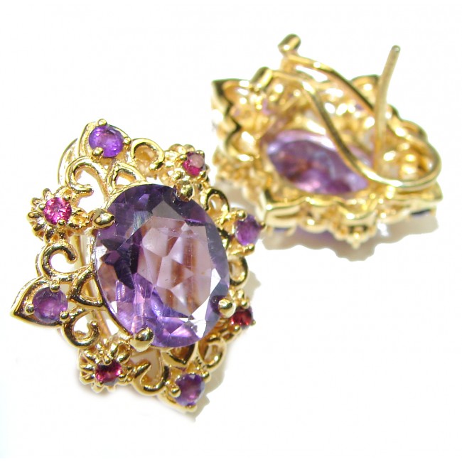 Amazing authentic Amethyst 14k Gold over .925 Sterling Silver earrings