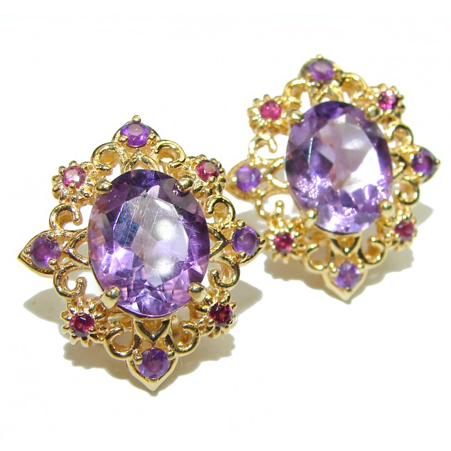Amazing authentic Amethyst 14k Gold over .925 Sterling Silver earrings