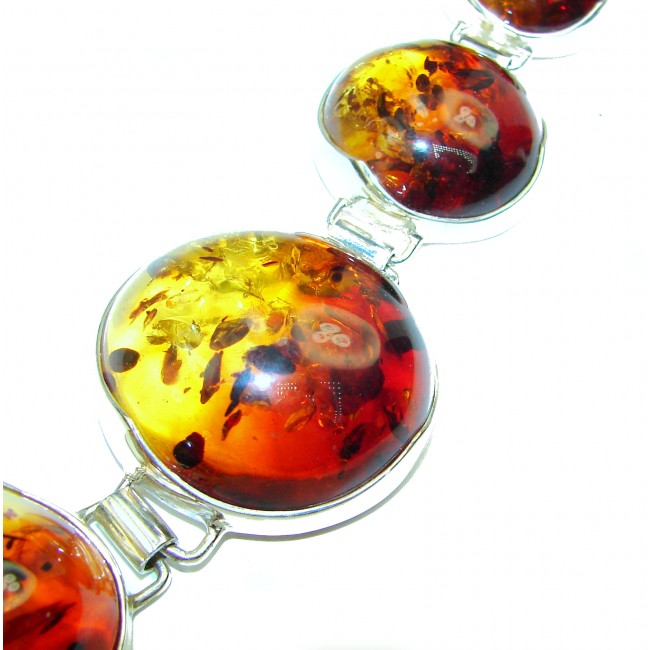 Large Beautiful Amber .925 Sterling Silver handcrafted Bracelet