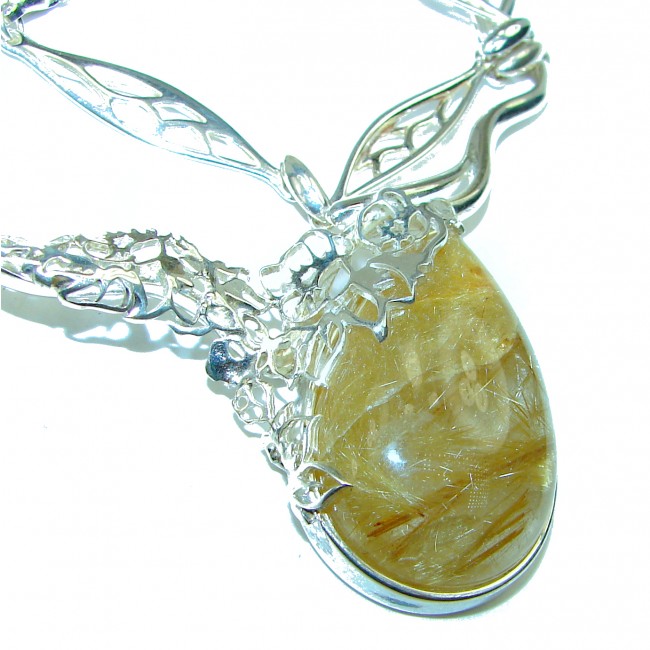 Incredible Design Golden Rutilated Quartz .925 Sterling Silver handcrafted necklace