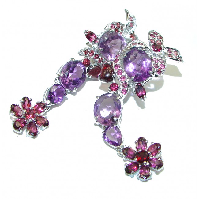 Red Carpet style authentic African Amethyst Garnet .925 Sterling Silver earrings