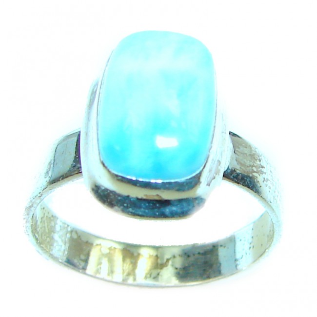 Precious Blue Larimar .925 Sterling Silver handmade ring size 9