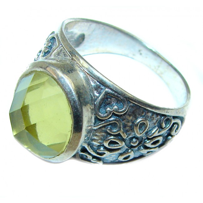 Citrine .925 Sterling Silver handmade Cocktail Ring s. 8
