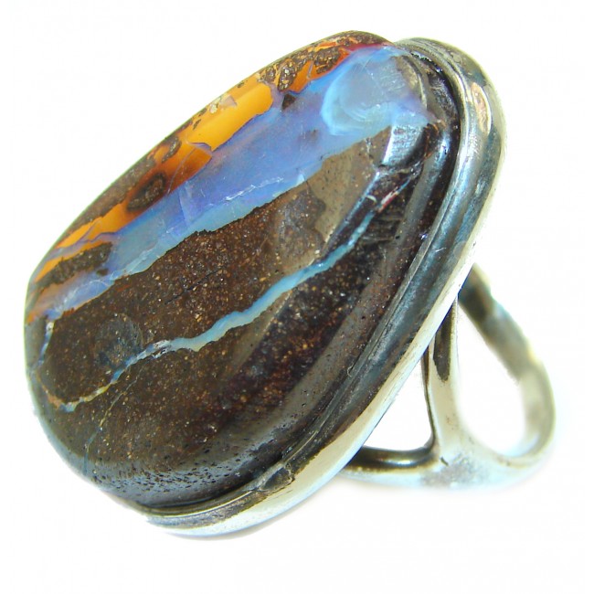 Australian Boulder Opal .925 Sterling Silver handcrafted ring size 6