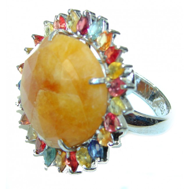 Golden Power Yellow Sapphire .925 Sterling Silver handmade ring s. 7