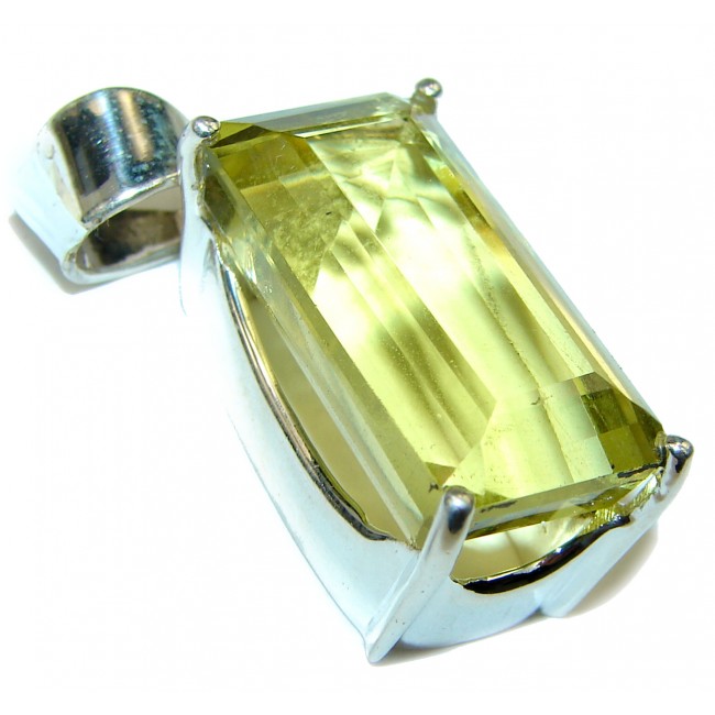 Oval cut 18.5 carat Genuine Lemon Quartz .925 Sterling Silver handcrafted pendant