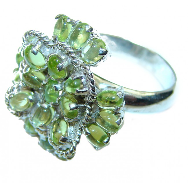 Spectacular Authentic Peridot .925 Sterling Silver handmade Ring size 8