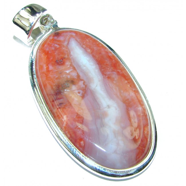 38.5 CARAT Natural Mexican Fire Opal .925 Sterling Silver handmade Pendant