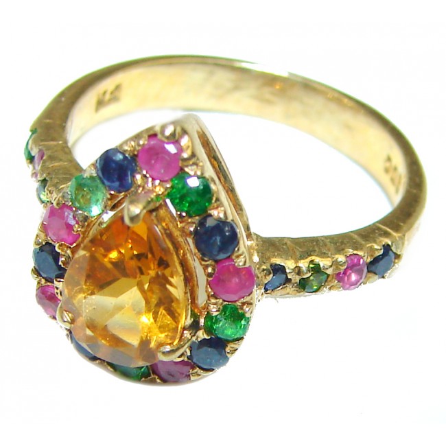 Summer Time Citrine 14K Gold over .925 Sterling Silver handcrafted ring size 6 3/4